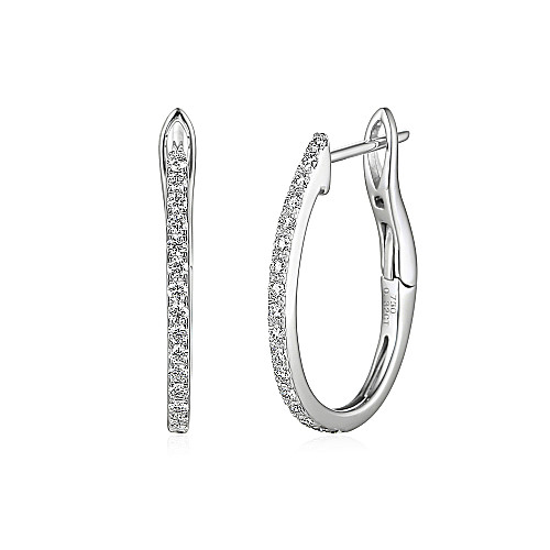 Micro Set Round Brilliant Cut Diamond Hoop Earrings