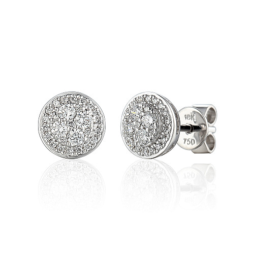 Round Brilliant Cut Diamond Micro Set Cluster Earrings