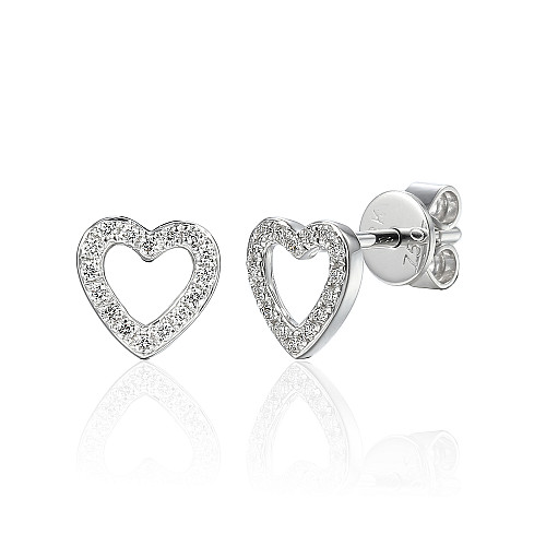 Micro Set Round Brilliant Cut Diamond Heart Shape Earring