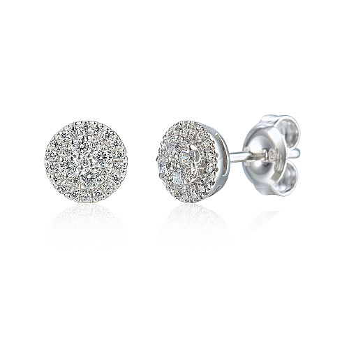 Micro Set Round Brilliant Cut Diamond Cluster Stud Earrings