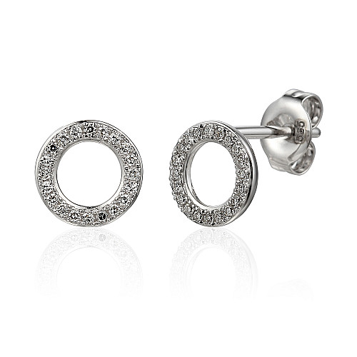 Micro Set Round Brilliant Cut Diamond Circle Shape Earrings