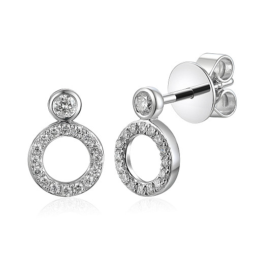 Rubover Set & Micro Set Diamond Circle Drop Earrings