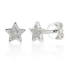 Micro Set Round Brilliant Cut Diamond Star Stud Earrings