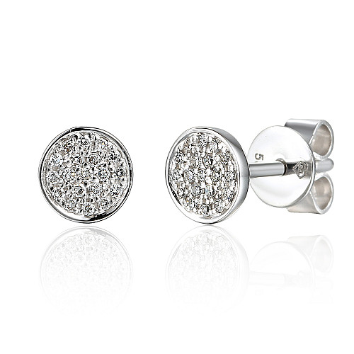 Micro Set Round Brilliant Cut Diamond Circle Shape Cluster Earrings