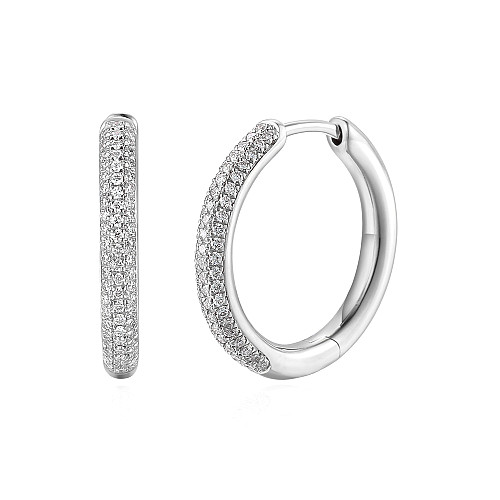 Micro Set Round Brilliant Cut Diamond Hoop Earrings