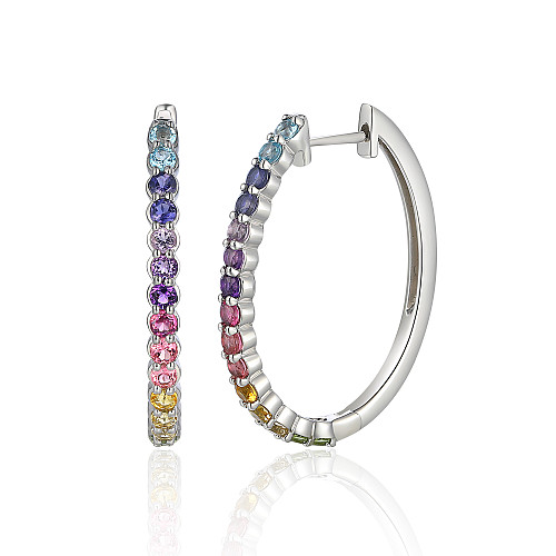 Micro Set Semi Precious Multi Colour Hoop Earrings
