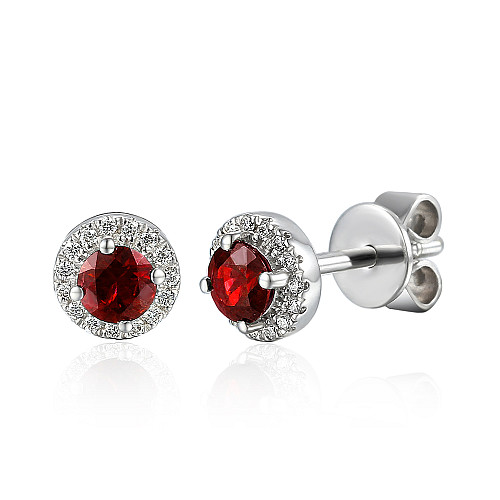 Claw Set Round Brilliant Cut Emerald With Micro Set Diamond Halo Earrings