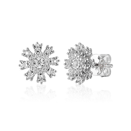 Micro Set Diamond Snowflake Stud Earrings