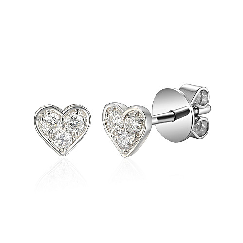 Claw Set Round Diamond Heart Earrings