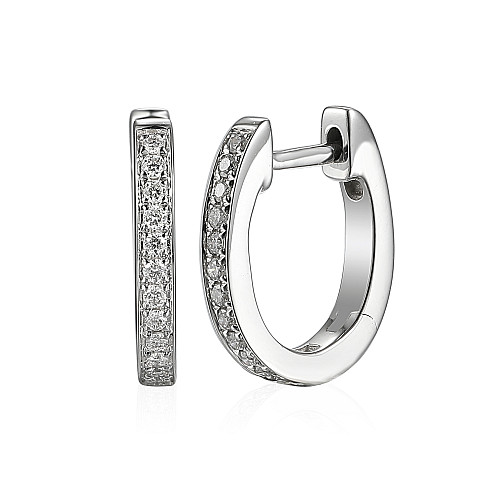 Grain Set Diamond Huggie Hoop Earrings