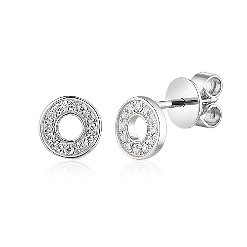 Micro Set Round Brilliant Cut Diamond Circle Shape Earrings