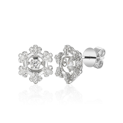 Claw & Micro Set Diamond Snowflake Stud Earrings