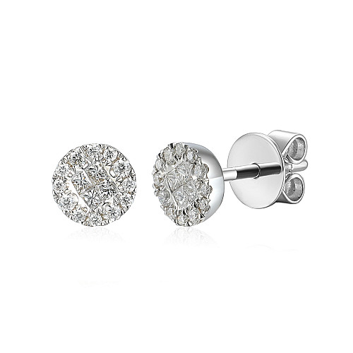 Micro Set Round Diamond & Princess Cut Diamond Stud Earrings