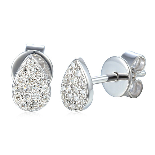 Micro Set Round Brilliant Cut Diamond Pear Shape Cluster Earring
