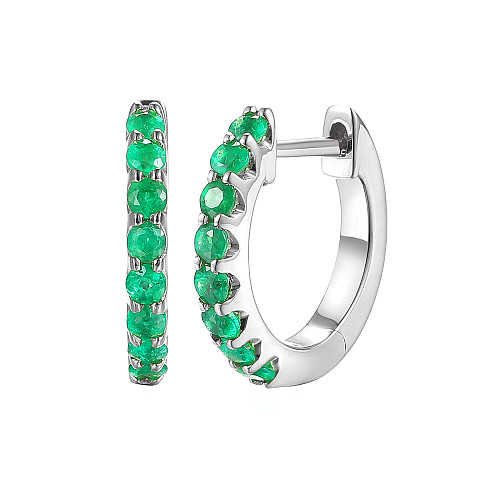 Claw Set Emerald Hoop Earrings
