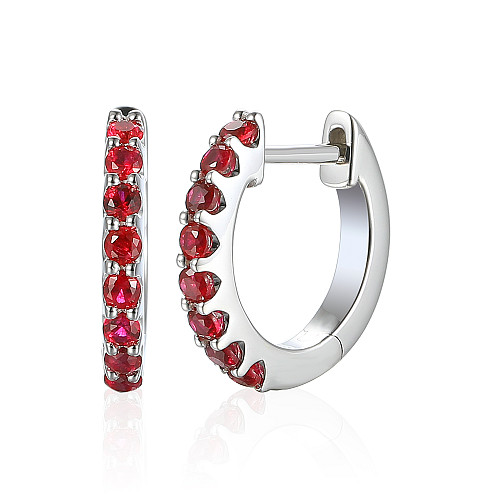 Claw Set Ruby Hoop Earrings