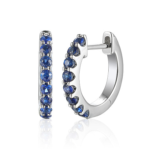 Claw Set Blue Sapphire Hoop Earrings