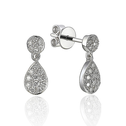 Pave Diamond Pear Drop Earrings