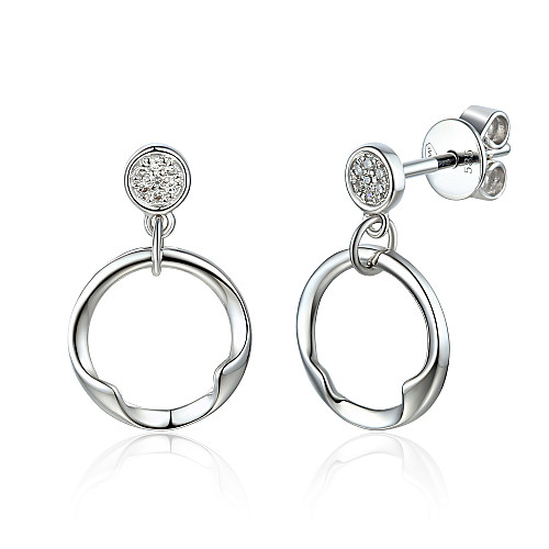 Micro Set Round Brilliant Cut Diamond Circle Shape Earrings