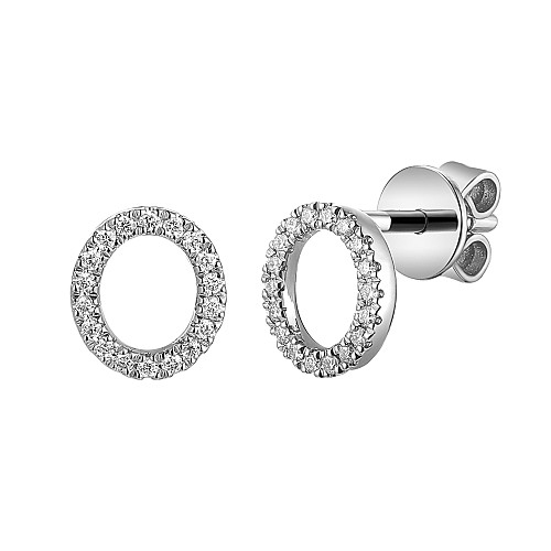 Micro Set Round Brilliant Cut Diamond Circle Shape Earrings