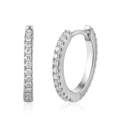 Micro Set Diamond Huggie Hoop Earrings