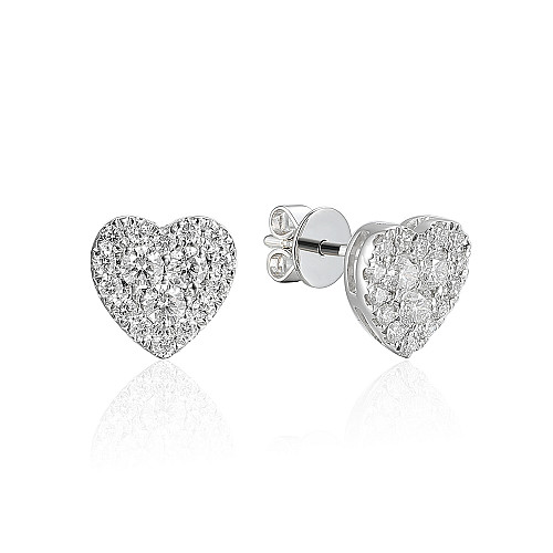 Pave Diamond Heart Stud Earrings