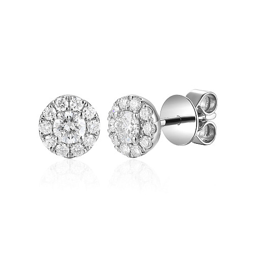 Round Brilliant Cut Diamond Micro Set Cluster Earrings