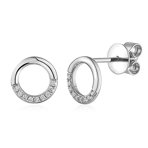 Micro Set Round Brilliant Cut Diamond Circle Shape Earrings