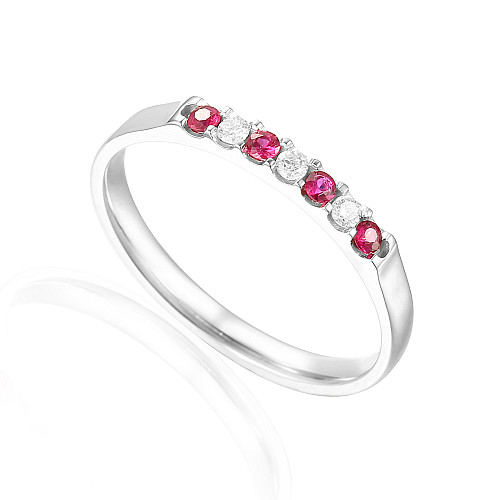 Round Brilliant Cut Ruby & Diamond Micro Set 7 Stone Ring