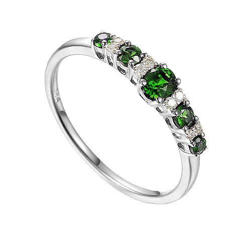Round Brilliant Cut Emerald & Diamond 5 Stone Graduated Ring