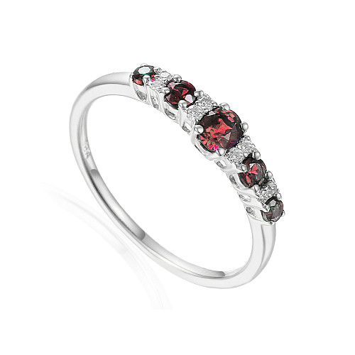 Round Brilliant Cut Ruby & Diamond 5 Stone Graduated Ring