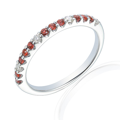 Micro Set Round Ruby & Diamond Half Eternity  Ring