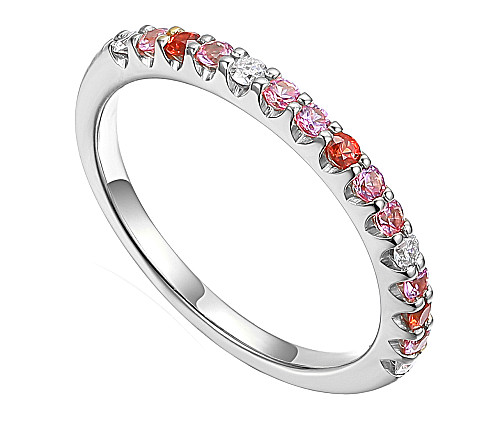 Claw Set Round Multi Colour Fancy Sapphire & Round Diamond Half Eternity  Ring