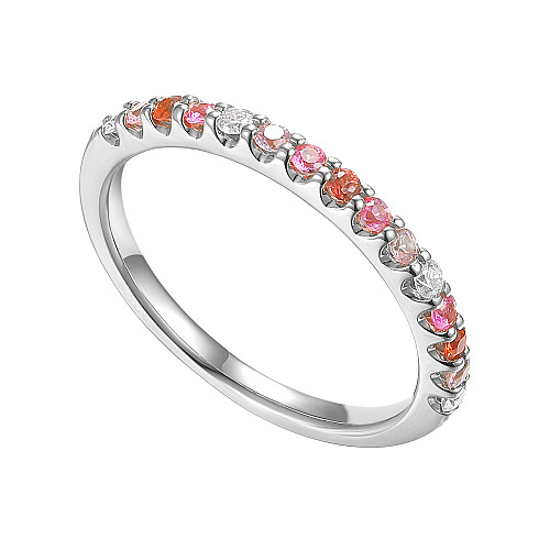 Claw Set Round Multi Colour Fancy Sapphire & Round Diamond Half Eternity  Ring