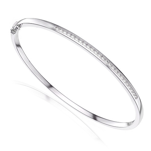 Channel Set Diamond Bangle Bracelet