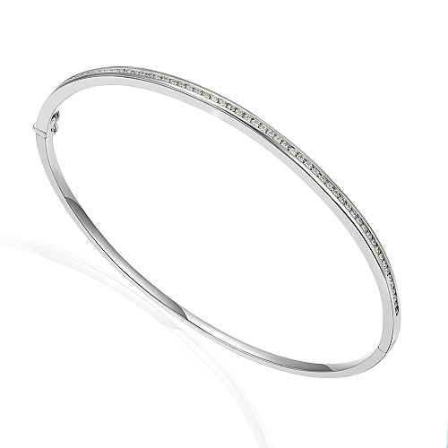 Platinum  Channel Set Round Diamond Bangle