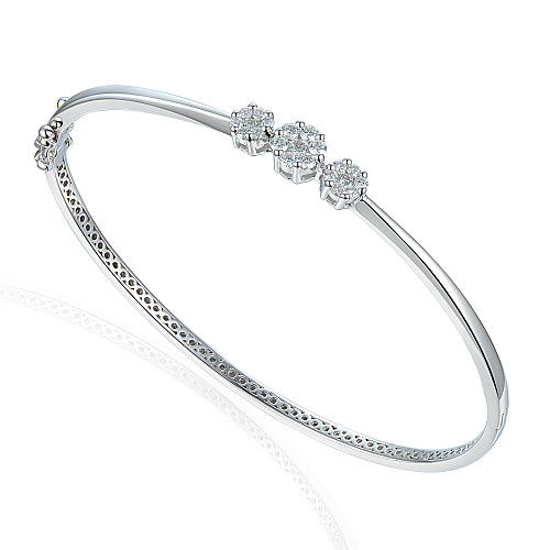 Platinum  Micro Set Round Diamond Bangle