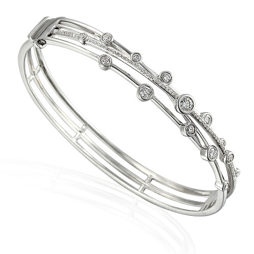 Rubover Set Round Brilliant Cut Diamond Bangle