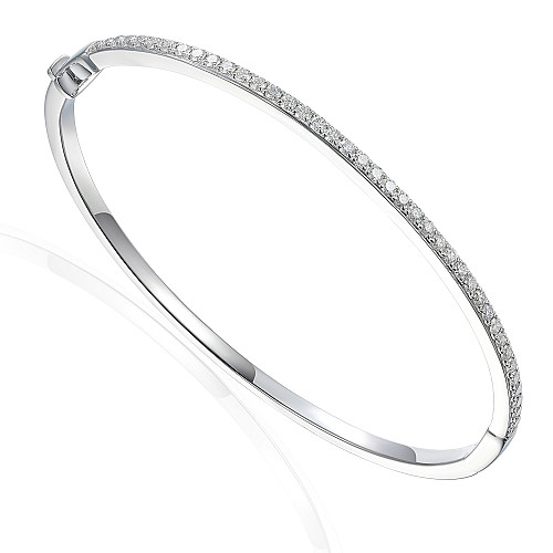 Thin Micro Set Diamond Bangle Bracelet