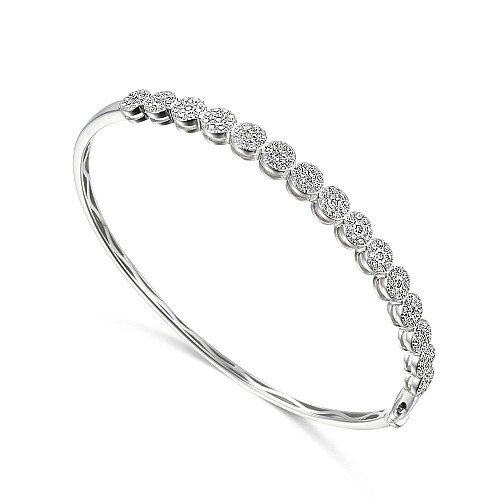 Micro Set Round Brilliant Cut Diamond Cluster Bangle