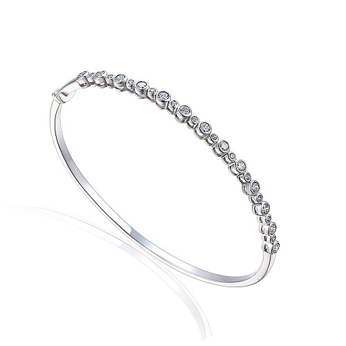 Rubover Set Round Brilliant Cut Diamond Bangle