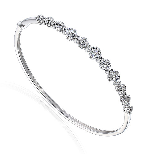 Micro Set Round Brilliant Cut Diamond Cluster With Rubover Set Diamonds Bangle
