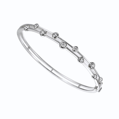 Rubover Set Round Brilliant Cut Diamond Bangle