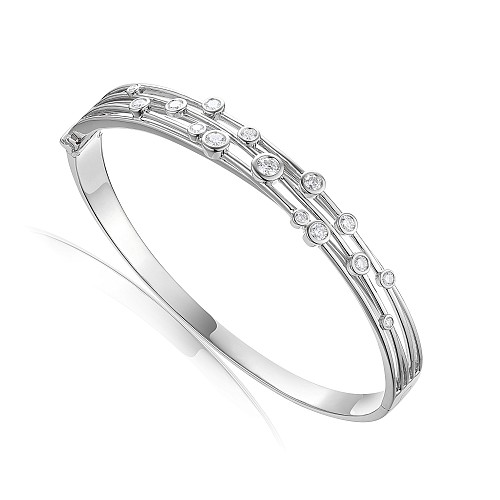 Rubover Set Round Brilliant Cut Diamond Bangle