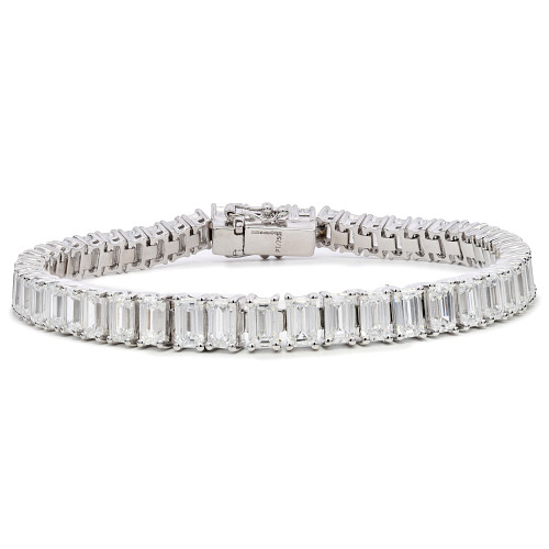 LGBREC9W080/0866441MF/0121714c - LAB GROWN 9K WG EMERALD CUT LINE BRACELET TDW: 8CT 7