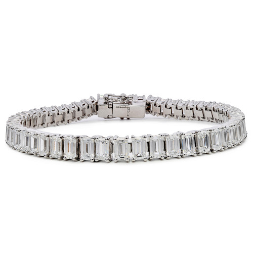 LGBREC9W080/0866441MF/0121714c - LAB GROWN 9K WG EMERALD CUT LINE BRACELET TDW: 8CT 7