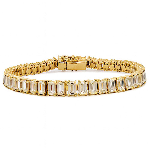 LGBREC9Y080/0461481MF/0121714c - LAB GROWN 9K YG EMERALD CUT LINE BRACELET TDW: 8CT 7