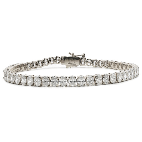 LGBROV9W080/0661781MF - LAB GROWN 9K WG OVAL LINE BRACELET TDW: 8CT 7