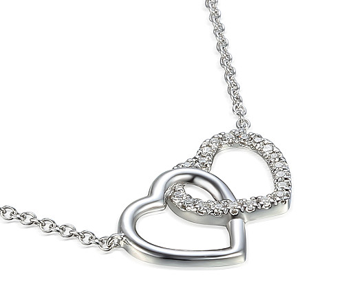 Micro Set Double Heart Diamond Necklace
