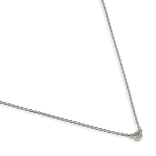 Rubover Set Round Brilliant Cut Diamond Necklace